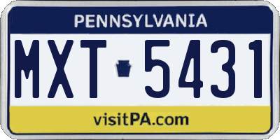 PA license plate MXT5431