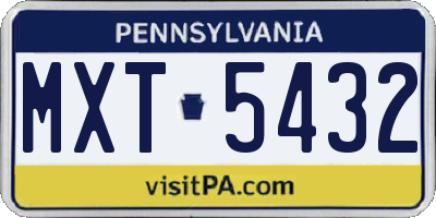 PA license plate MXT5432