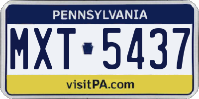 PA license plate MXT5437