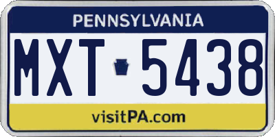 PA license plate MXT5438