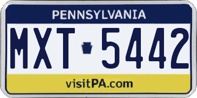 PA license plate MXT5442