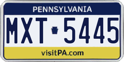 PA license plate MXT5445