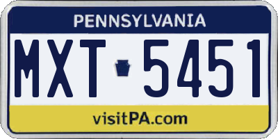 PA license plate MXT5451