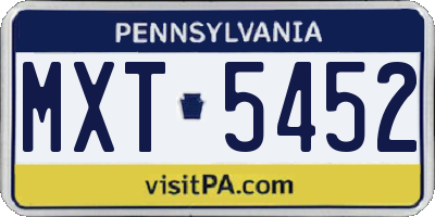 PA license plate MXT5452