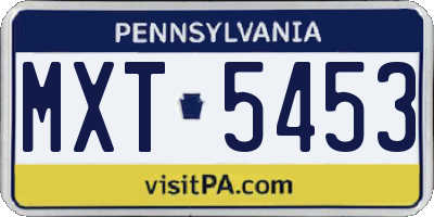 PA license plate MXT5453