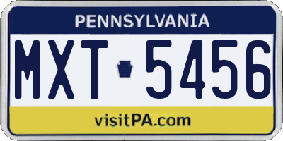 PA license plate MXT5456