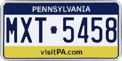 PA license plate MXT5458