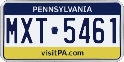 PA license plate MXT5461