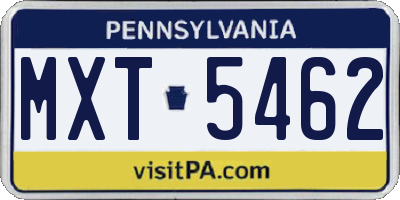 PA license plate MXT5462