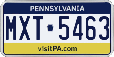 PA license plate MXT5463