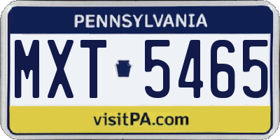 PA license plate MXT5465