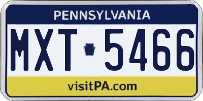 PA license plate MXT5466