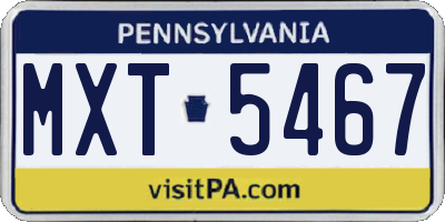 PA license plate MXT5467