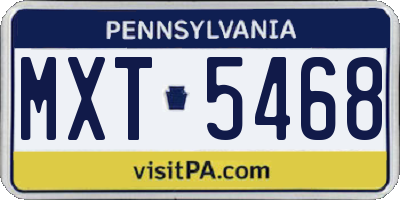 PA license plate MXT5468