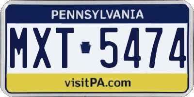 PA license plate MXT5474