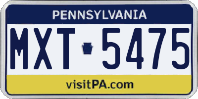 PA license plate MXT5475