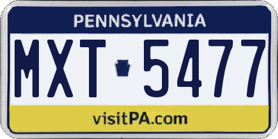 PA license plate MXT5477