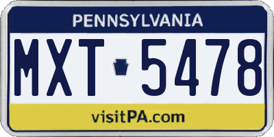 PA license plate MXT5478