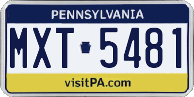 PA license plate MXT5481