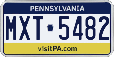 PA license plate MXT5482