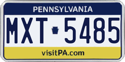 PA license plate MXT5485