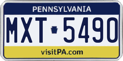 PA license plate MXT5490