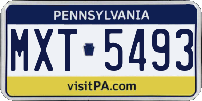 PA license plate MXT5493