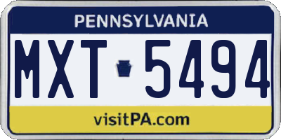 PA license plate MXT5494