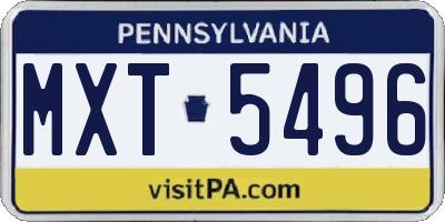 PA license plate MXT5496
