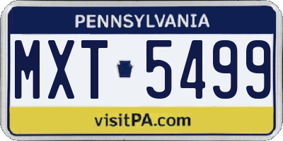 PA license plate MXT5499
