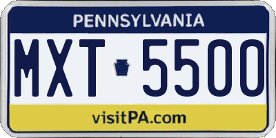 PA license plate MXT5500