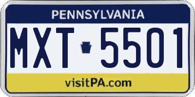 PA license plate MXT5501