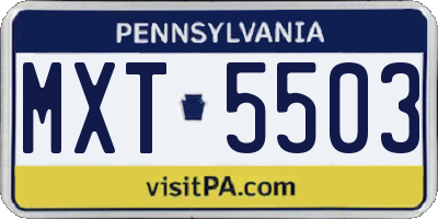 PA license plate MXT5503