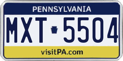 PA license plate MXT5504