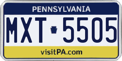 PA license plate MXT5505