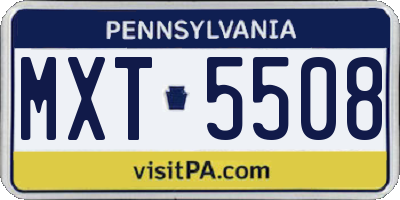 PA license plate MXT5508