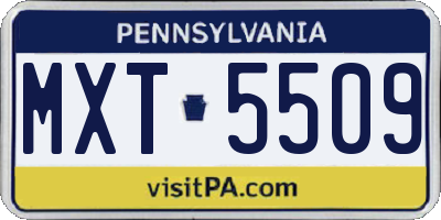PA license plate MXT5509