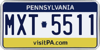 PA license plate MXT5511