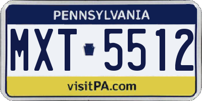 PA license plate MXT5512