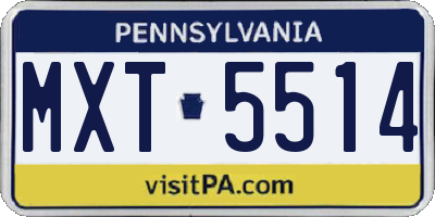 PA license plate MXT5514
