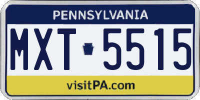 PA license plate MXT5515