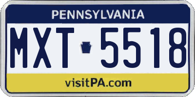 PA license plate MXT5518