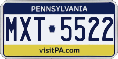 PA license plate MXT5522