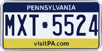 PA license plate MXT5524
