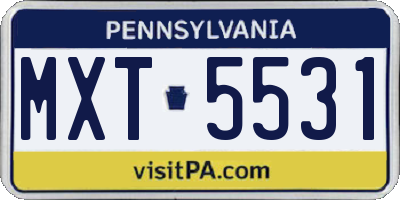 PA license plate MXT5531