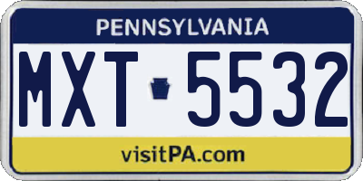 PA license plate MXT5532