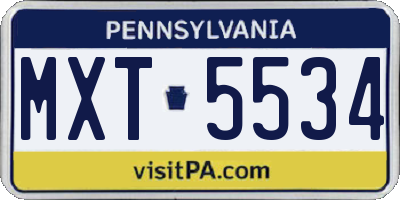 PA license plate MXT5534