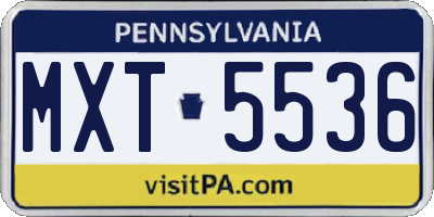 PA license plate MXT5536