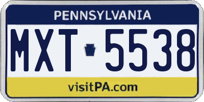 PA license plate MXT5538