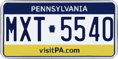 PA license plate MXT5540